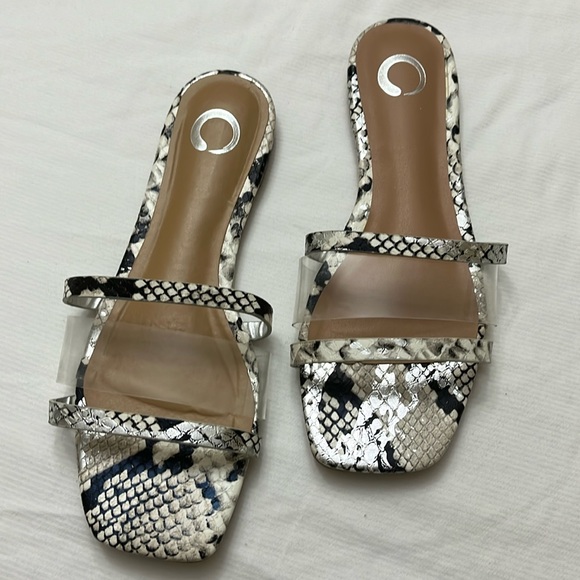 Journee Collection Shoes - EUC snakeskin print slide sandals